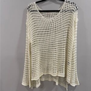 POL Cream Open Knit Top